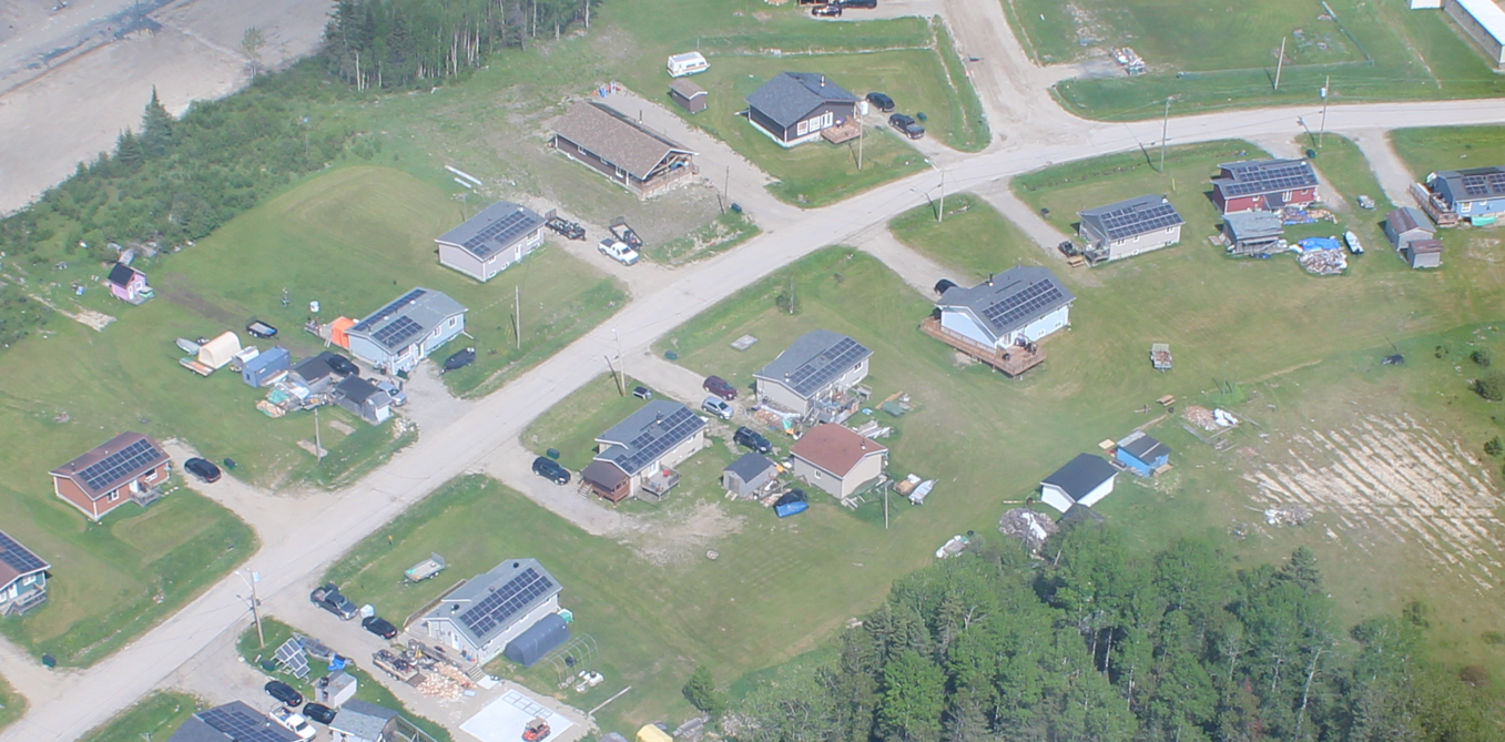 Aerial view of solar panel installation